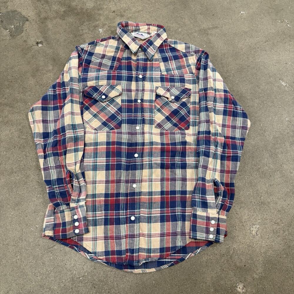 Vintage Dakota Five Brother Shirt Mens M Plaid Flannel Western Snap Made USA
